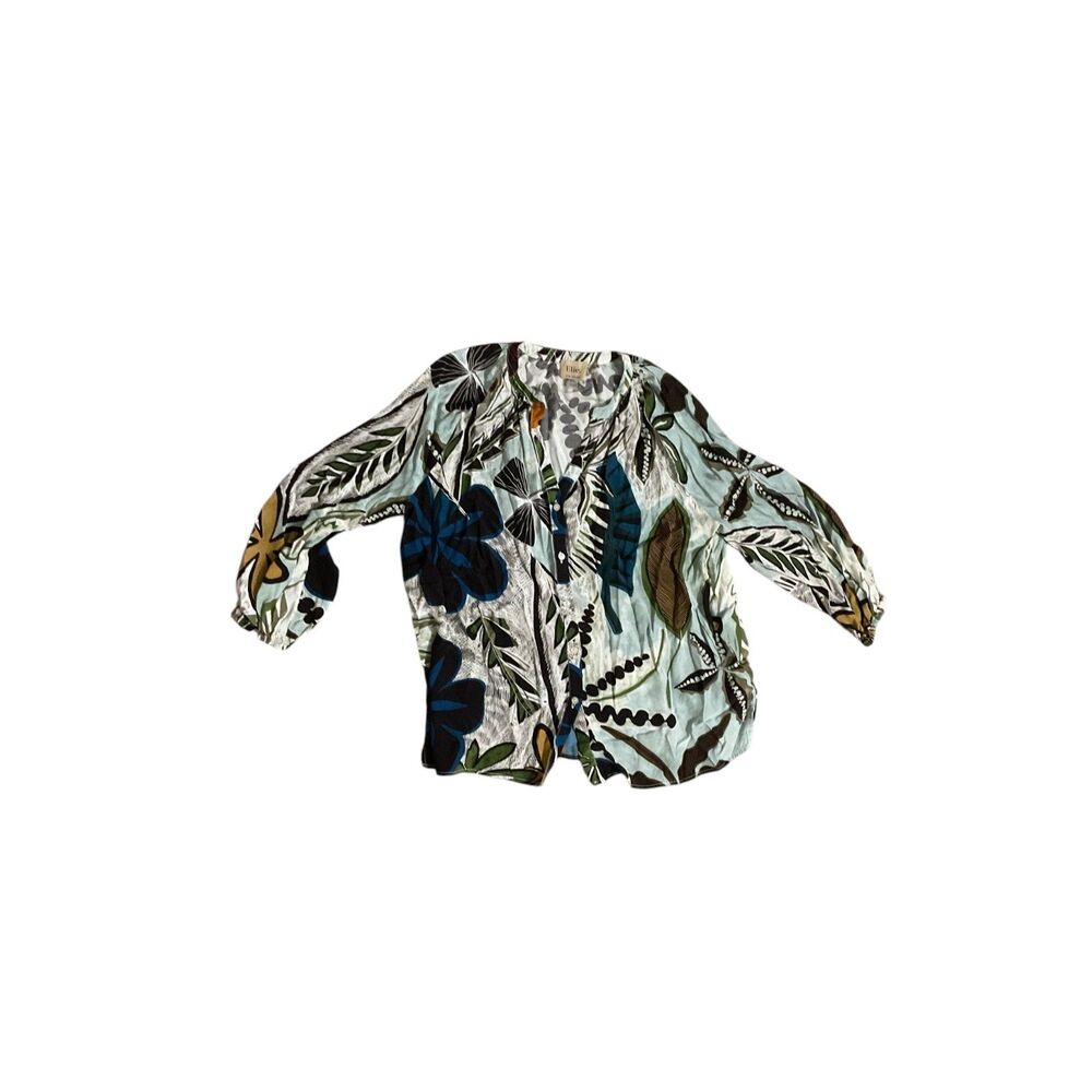 Elie Tahari Floral Button Down Blouse XL - Picture 2 of 8